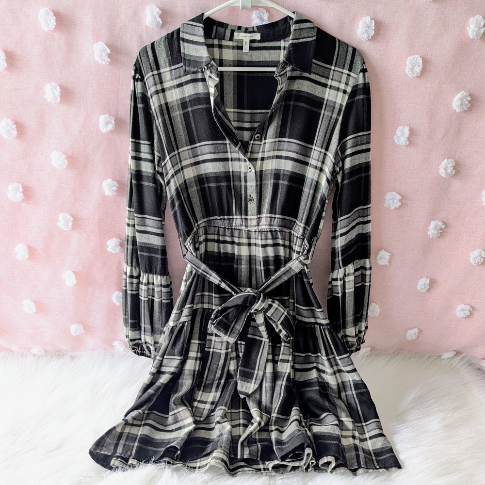 Maurices, Plaid Black and White Women's Dress, Small, Like New